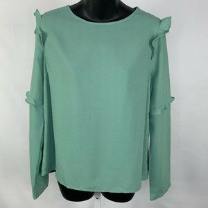 After Market Ruffle Slv Blouse Top M Seafoam Green